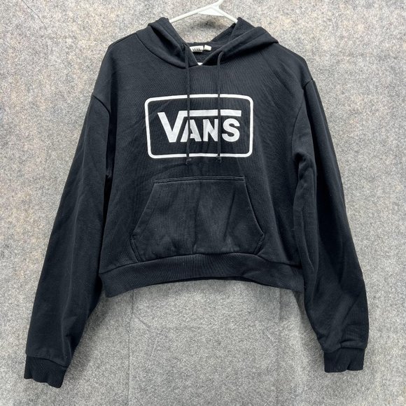 Vans Sweaters - Vans Sweater Women Small Ladies Black White Hoodie Pullover Drawstring Cropped